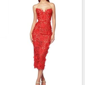 Bronx and Banco Jasmine Red Midi Dress